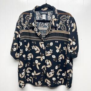 Sag Harbor Womens Shirt 2X Floral Casual Workwear Relaxed Comfort Soft Modest